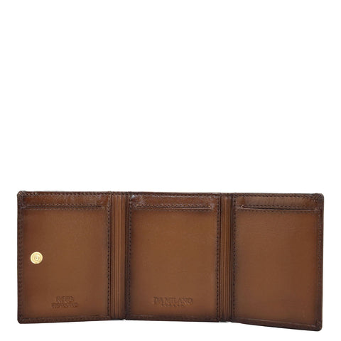 Cognac Trifold Leather Mens Wallet