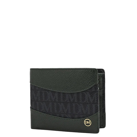 Monogram Franzy Leather Mens Wallet - Petrol Green & Black