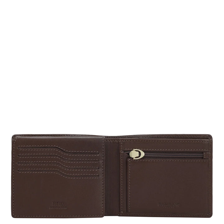 Mat Emboss Leather Mens Wallet - Brown