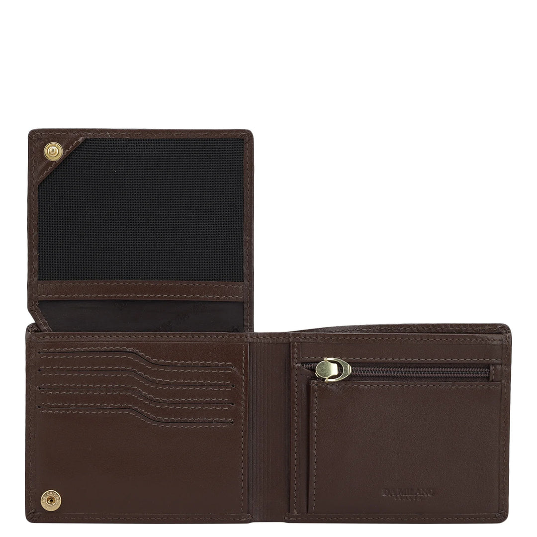 Mat Emboss Leather Mens Wallet - Brown