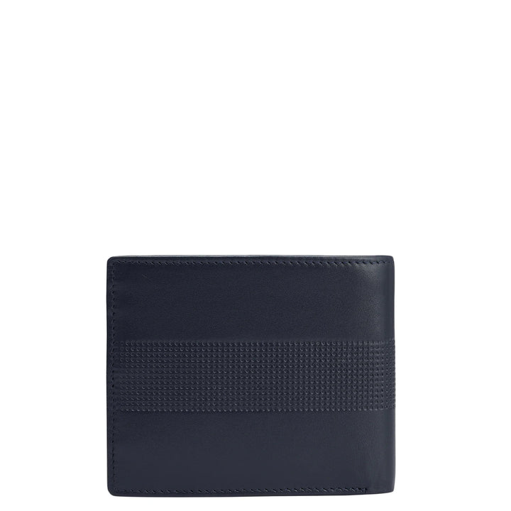 Plain Leather Mens Wallet - Navy