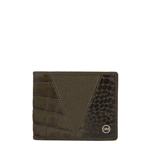 Military Green Bifold Leather Mens Wallet