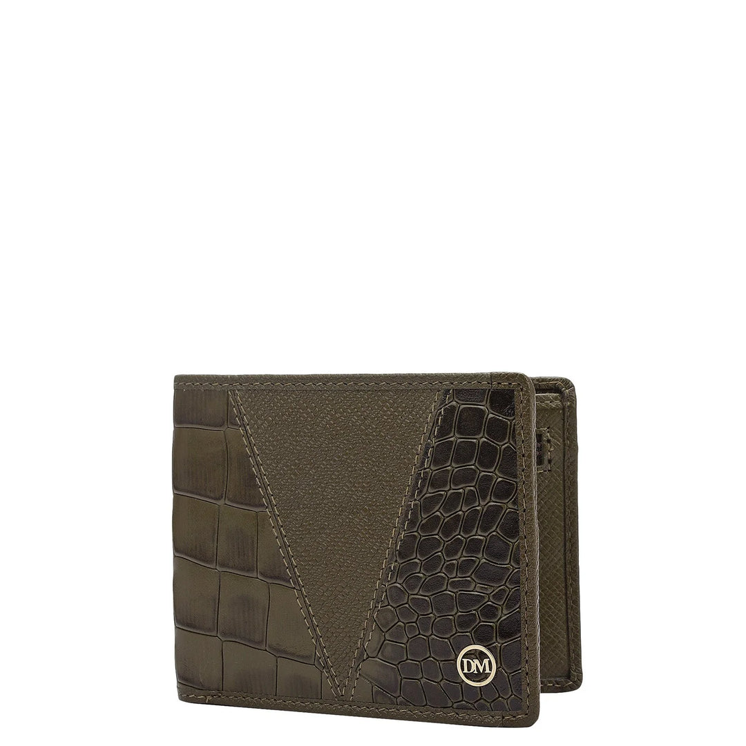 Military Green Bifold Leather Mens Wallet