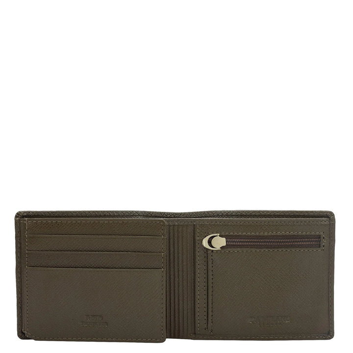 Military Green Bifold Leather Mens Wallet