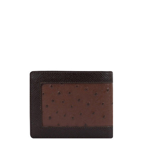 Ostrich Franzy Leather Mens Wallet - Brown