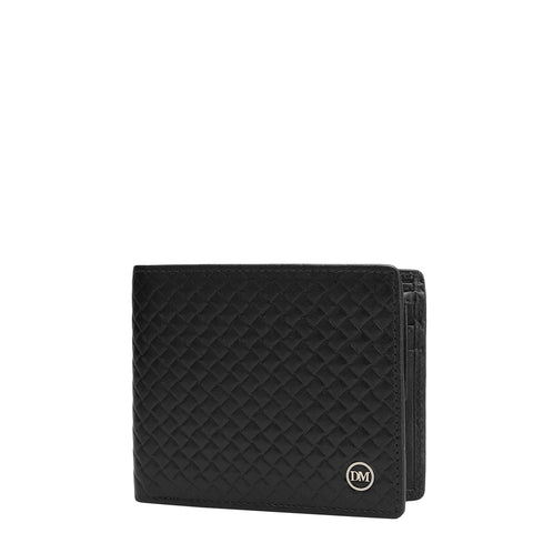 Mat Emboss Leather Mens Wallet - Black