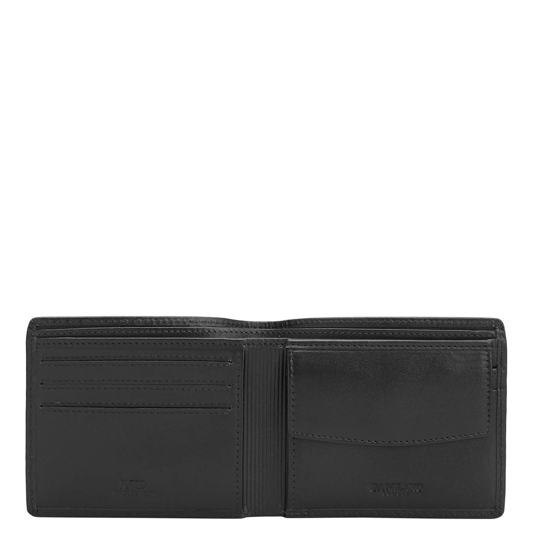 Mat Emboss Leather Mens Wallet - Black