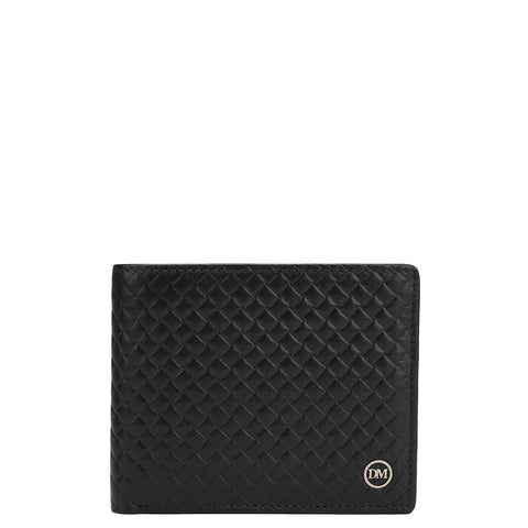 Mat Emboss Leather Mens Wallet - Black