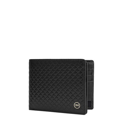 Mat Emboss Leather Mens Wallet - Black