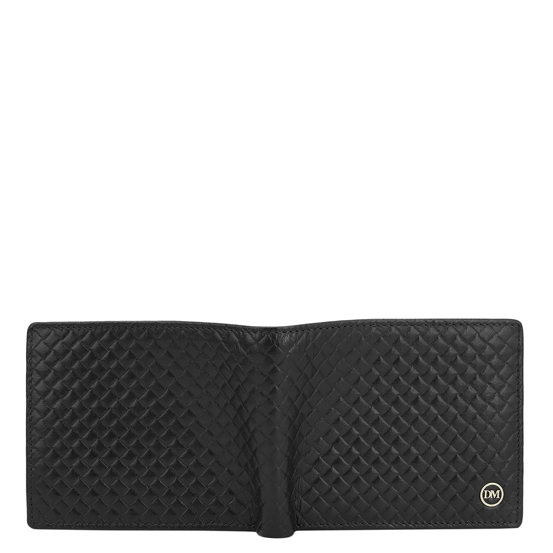 Mat Emboss Leather Mens Wallet - Black