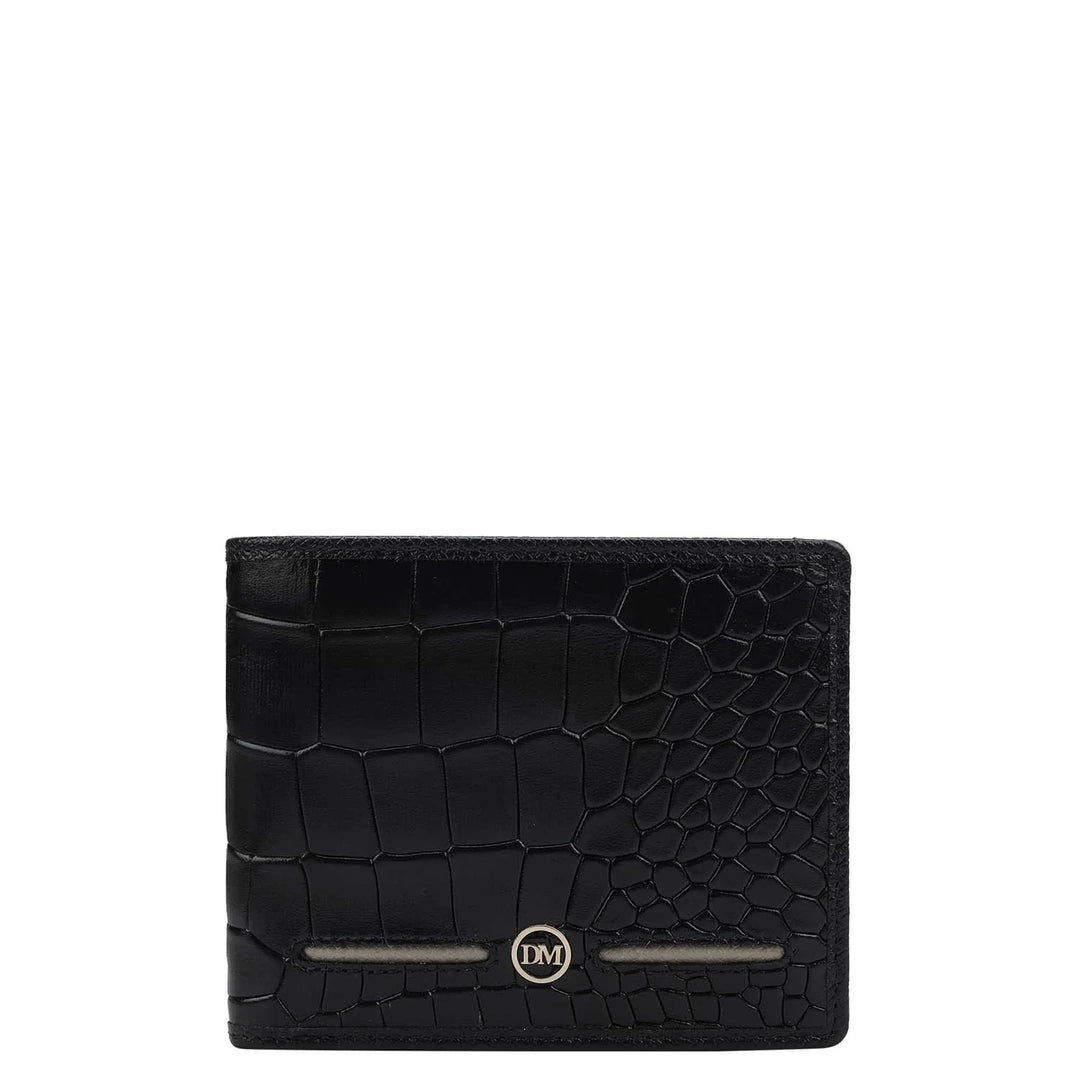 Croco Leather Mens Wallet - Black