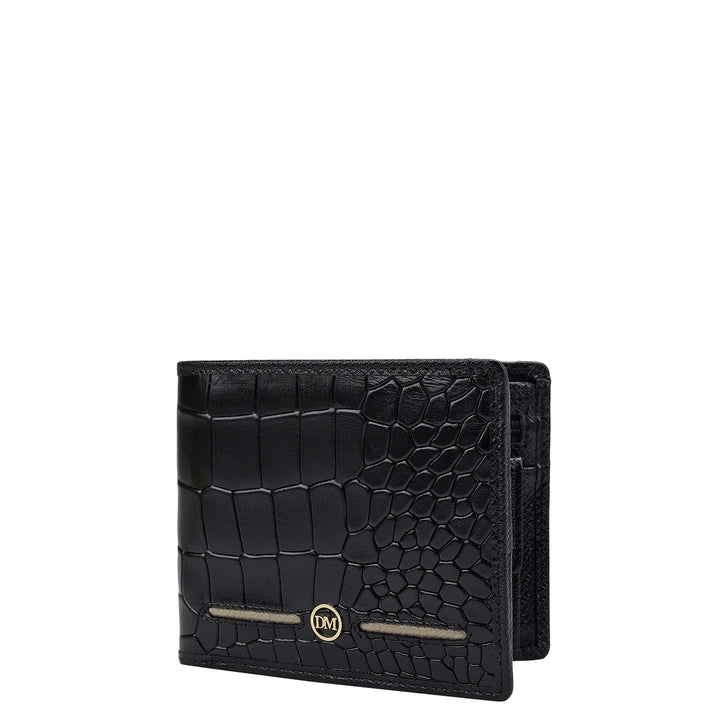 Croco Leather Mens Wallet - Black