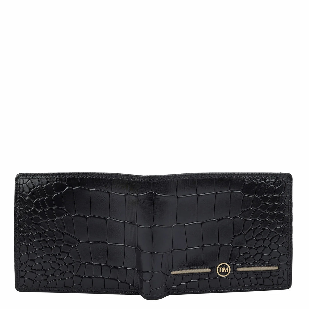 Croco Leather Mens Wallet - Black