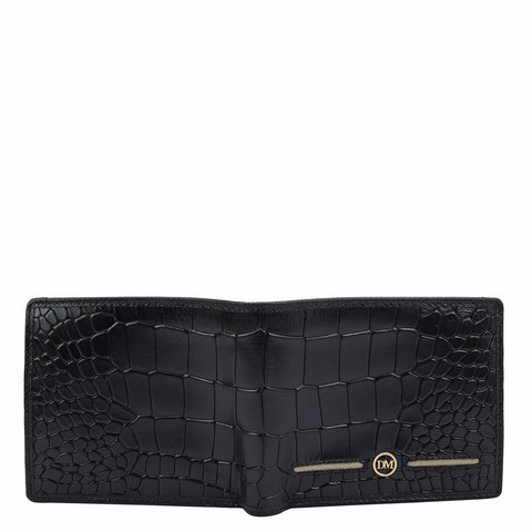 Croco Leather Mens Wallet - Black