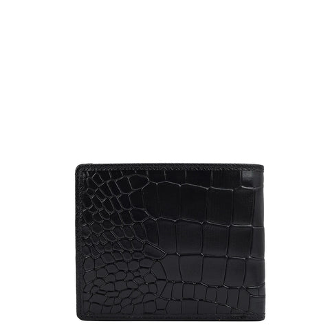 Croco Leather Mens Wallet - Black