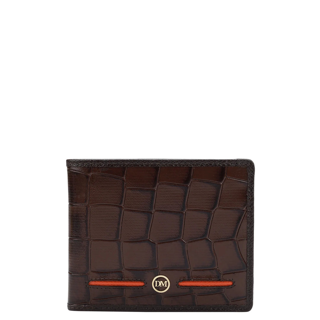 Croco Leather Mens Wallet - Brown