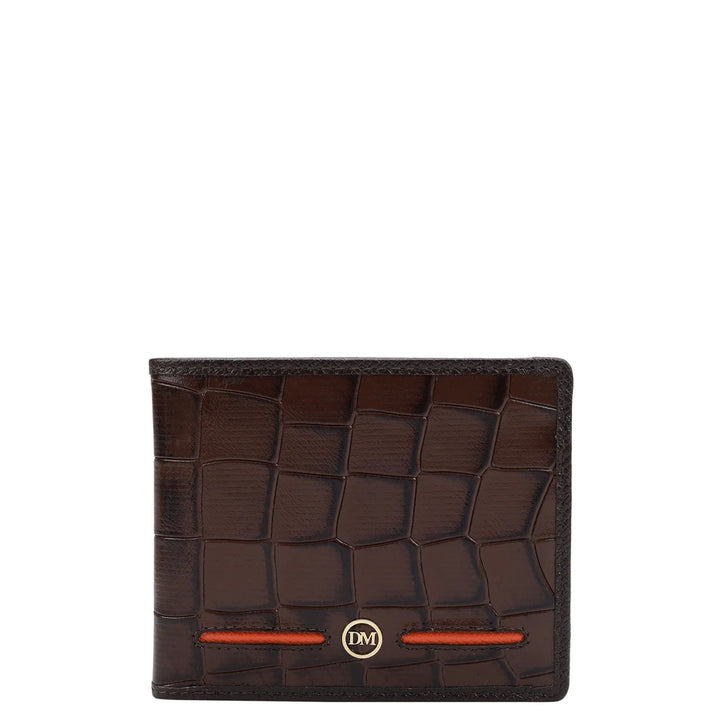 Croco Leather Mens Wallet - Brown