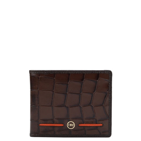 Croco Leather Mens Wallet - Brown