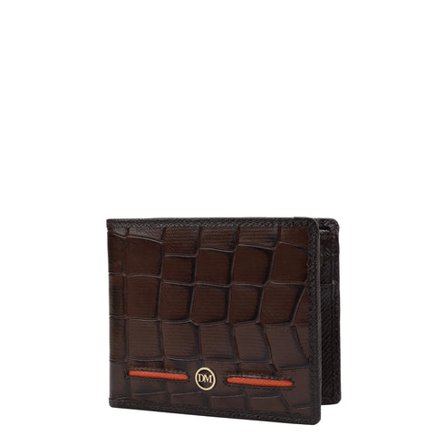 Croco Leather Mens Wallet - Brown