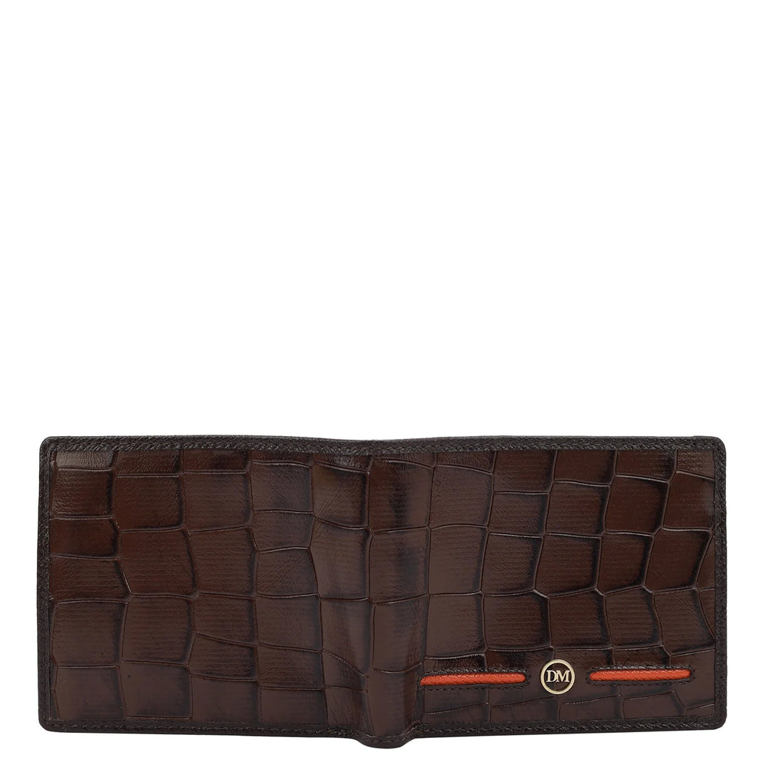 Croco Leather Mens Wallet - Brown