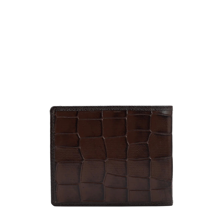 Croco Leather Mens Wallet - Brown