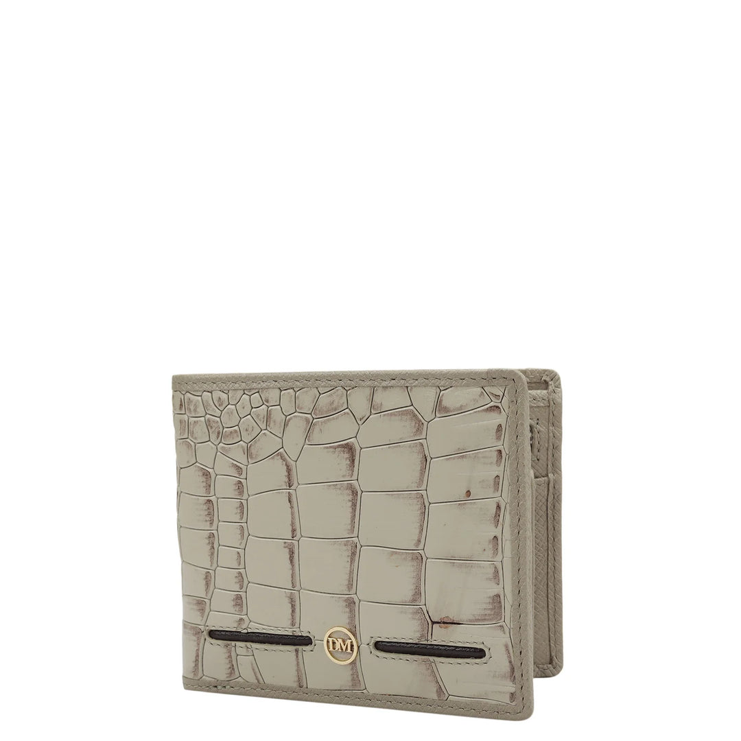 Croco Leather Mens Wallet - Frost