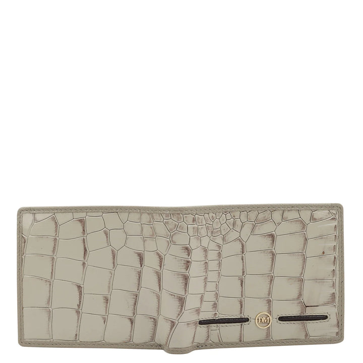 Croco Leather Mens Wallet - Frost