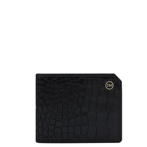 Croco Leather Mens Wallet - Black