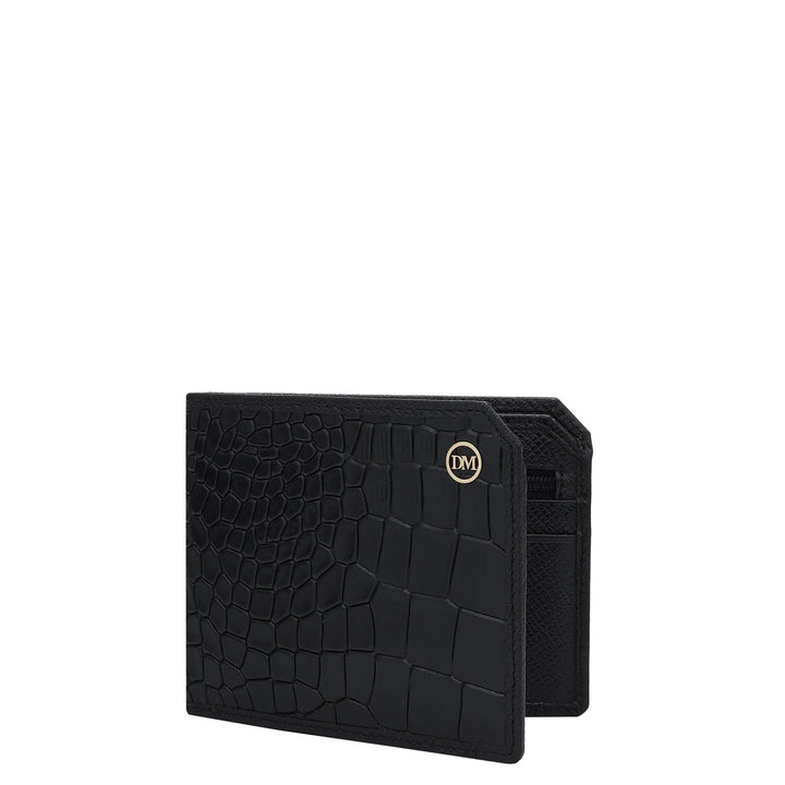 Croco Leather Mens Wallet - Black