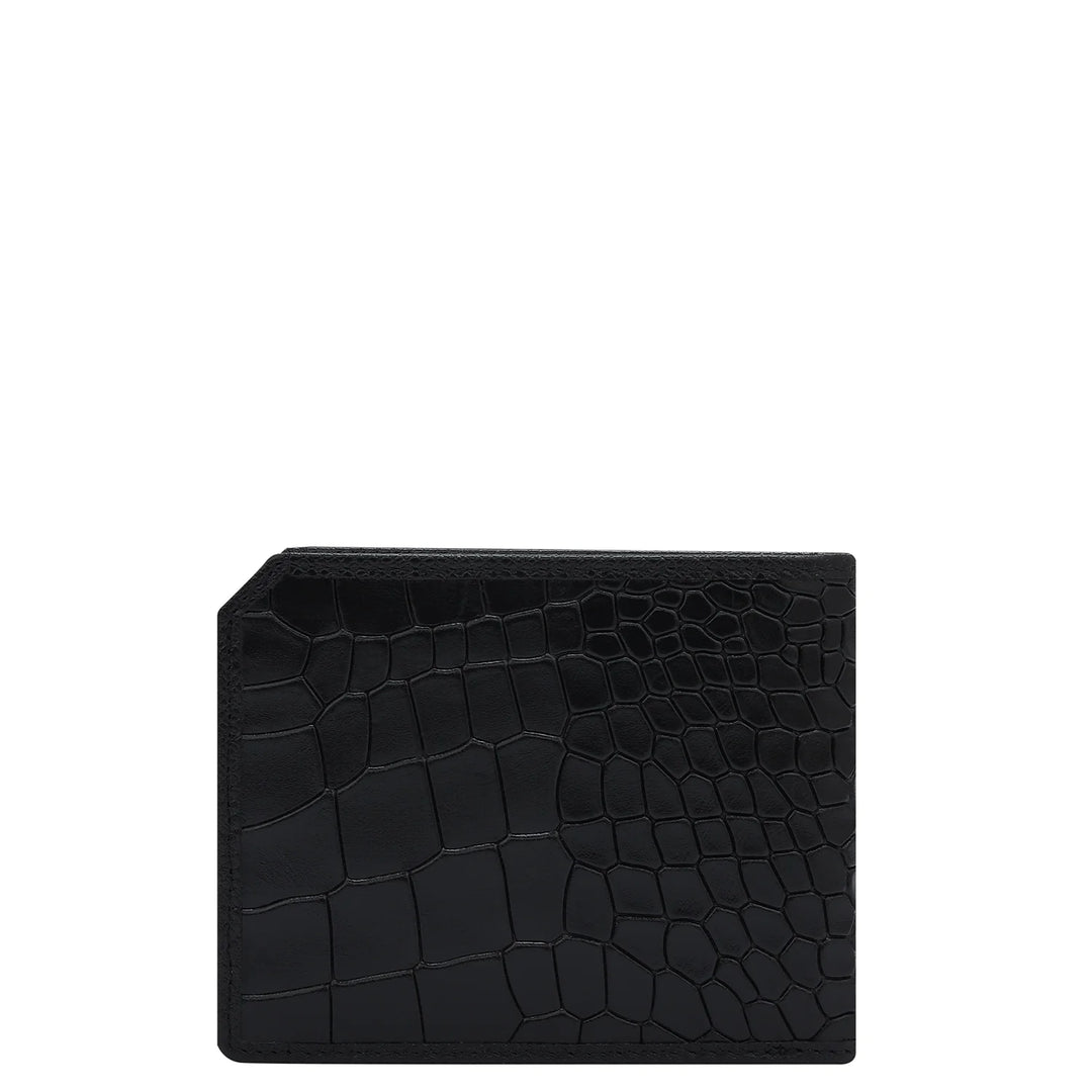 Croco Leather Mens Wallet - Black