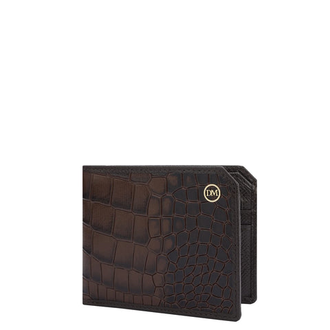 Croco Leather Mens Wallet - Brown