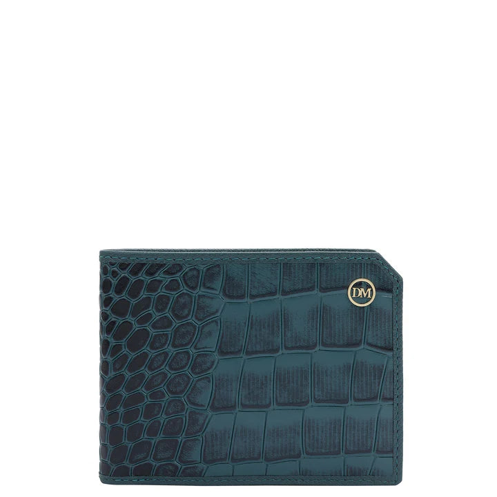 Croco Leather Mens Wallet - Ocean