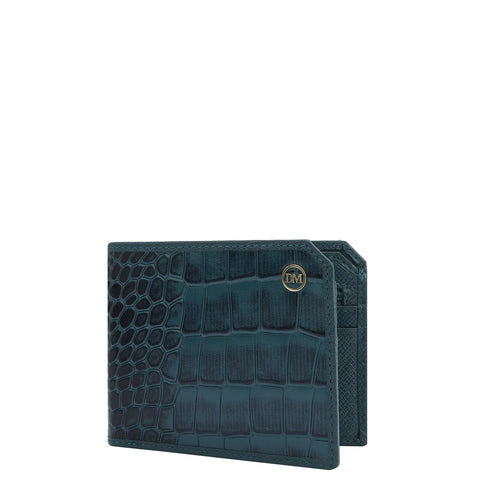 Croco Leather Mens Wallet - Ocean