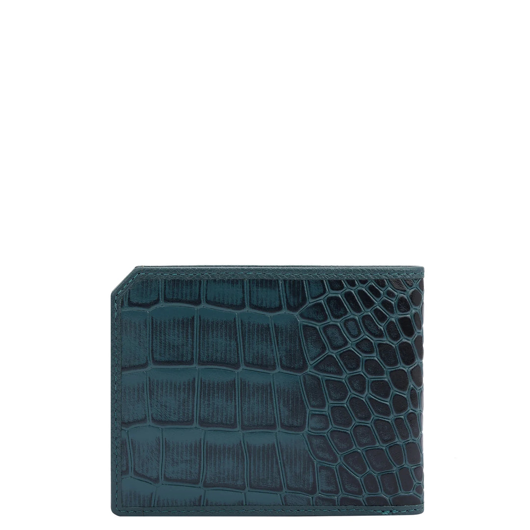 Croco Leather Mens Wallet - Ocean