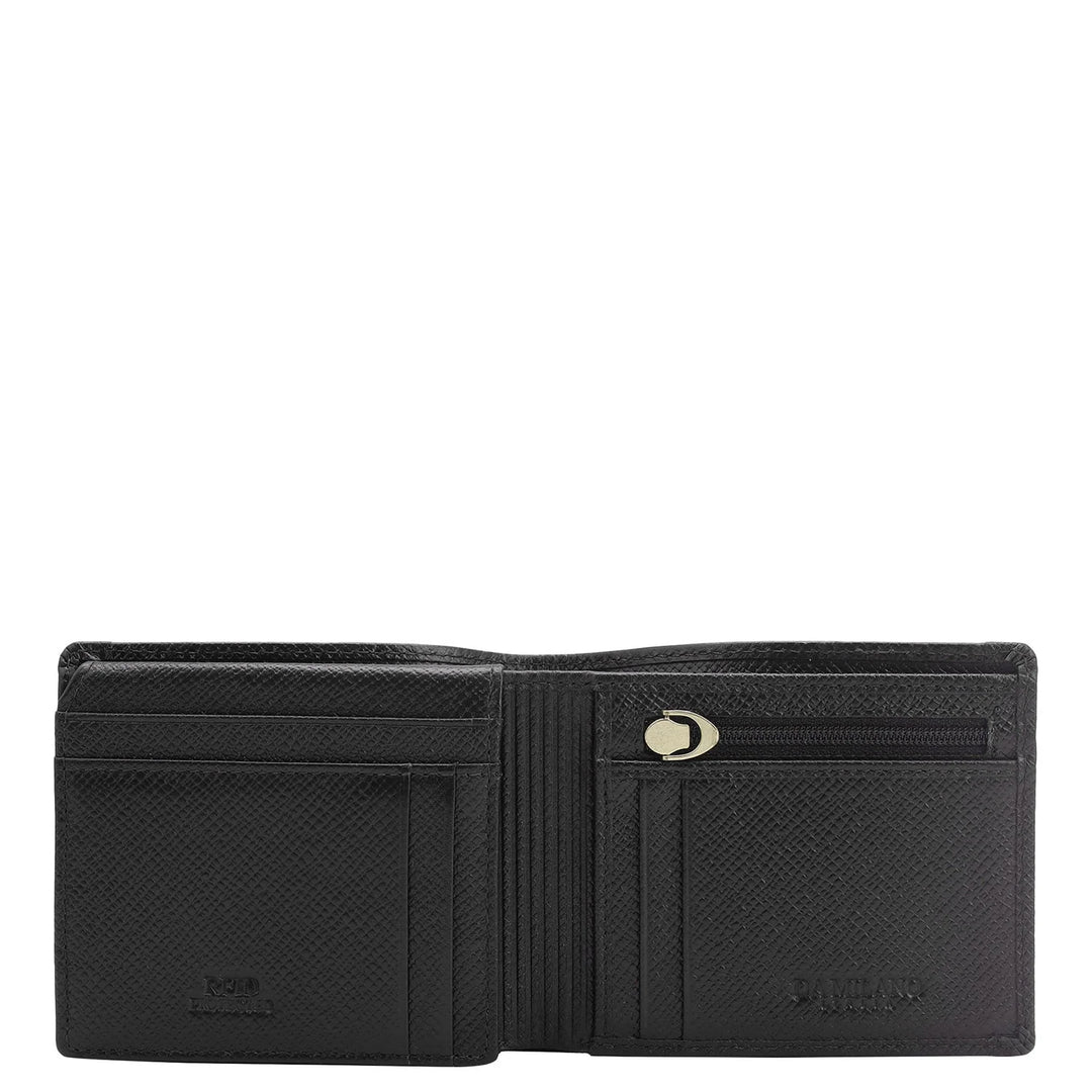 Black Bifold Leather Mens Wallet