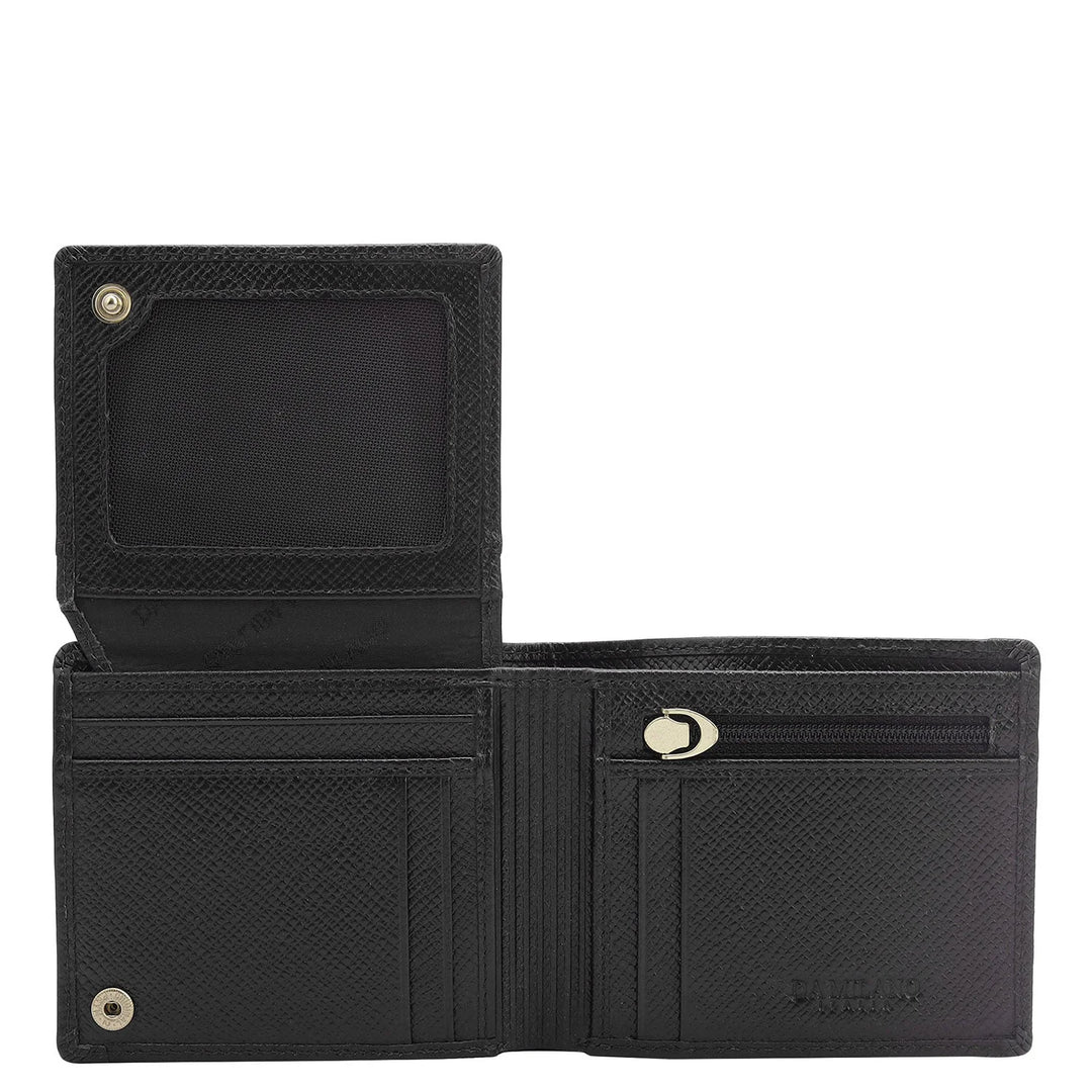 Black Bifold Leather Mens Wallet