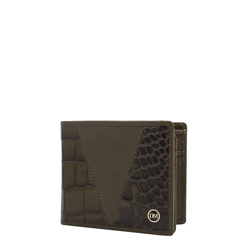 Military Green Bifold Leather Mens Wallet