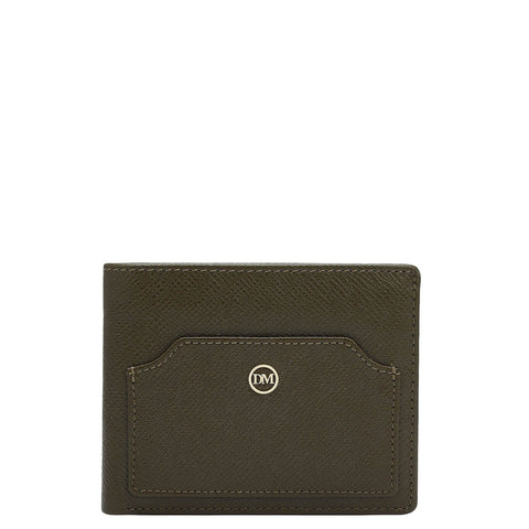 Military Green Bifold Leather Mens Wallet