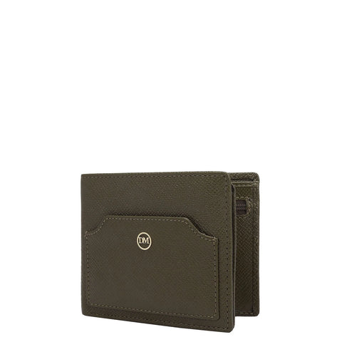 Military Green Bifold Leather Mens Wallet