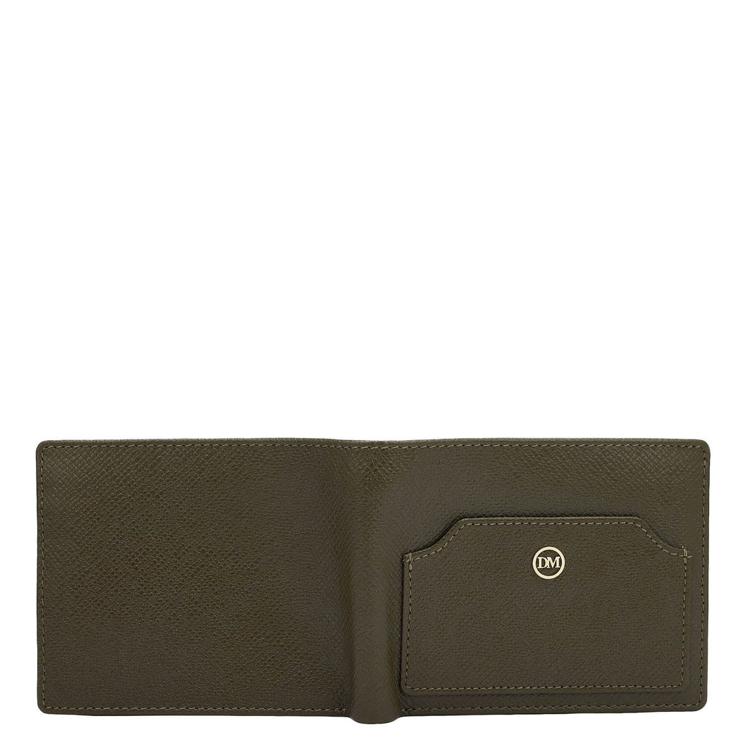 Military Green Bifold Leather Mens Wallet