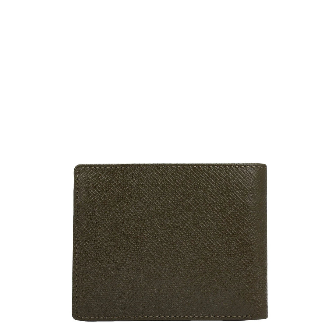 Military Green Bifold Leather Mens Wallet