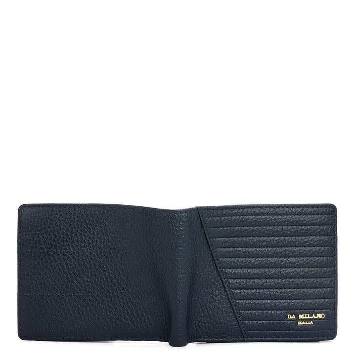 Wax Stripe Leather Mens Wallet - Navy