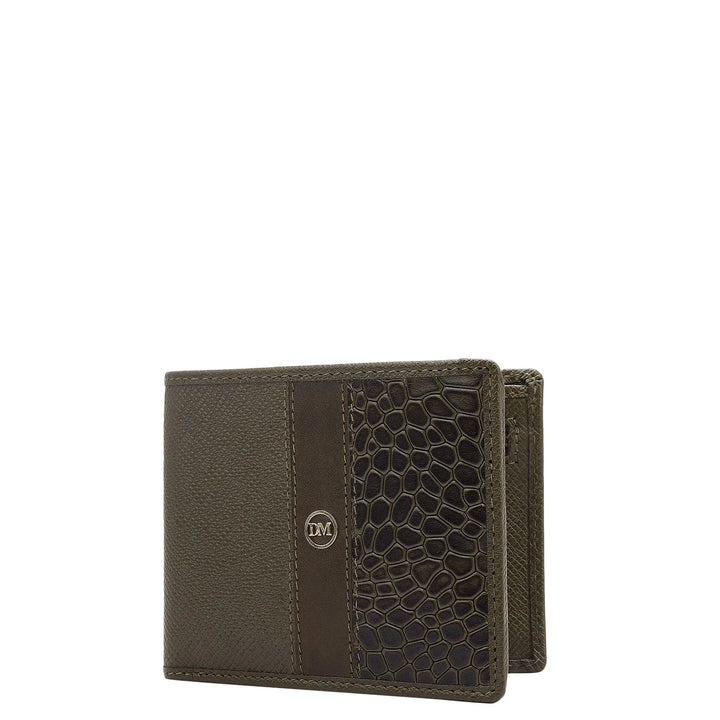 Military Green Bifold Leather Mens Wallet