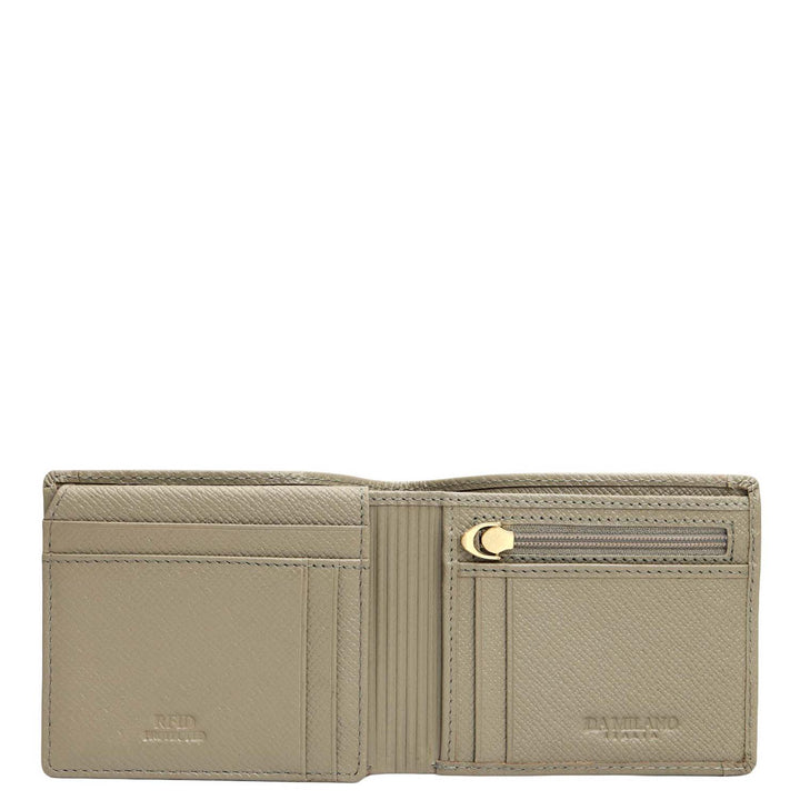 Stone Grey Bifold Leather Mens Wallet