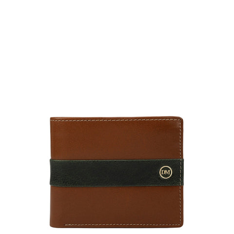 Cognac Green Bifold Leather Mens Wallet