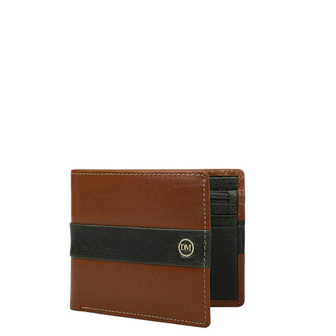 Cognac Green Bifold Leather Mens Wallet