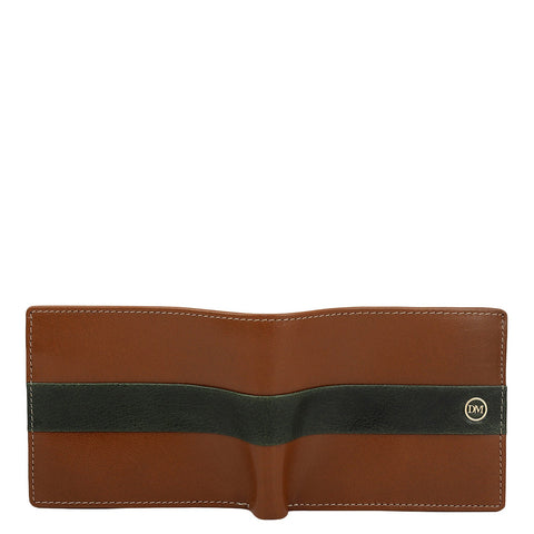 Cognac Green Bifold Leather Mens Wallet