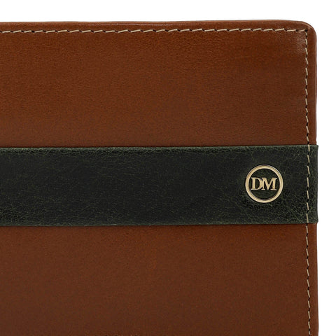 Cognac Green Bifold Leather Mens Wallet