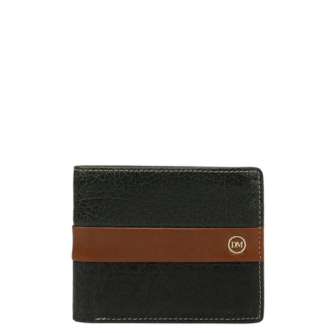 Green Cognac Bifold Leather Mens Wallet