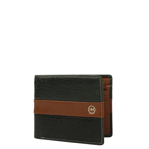 Green Cognac Bifold Leather Mens Wallet